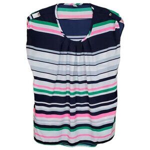 🚨040 Auditions Sleeveless Pleated Striped Tank Top